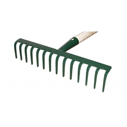 16-tooth steel rake with a 130-cm wooden handle