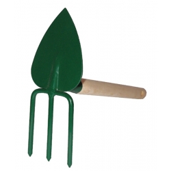 Small heart-shaped hoe / 3-prong cultivator - 2-in-1