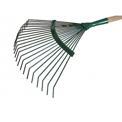 Metal-wire grass rake with a 130-cm wooden handle