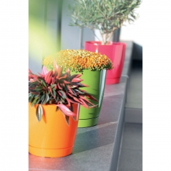 Pot bunga pusingan dengan piring - Coubi - 21 cm - Krim - 