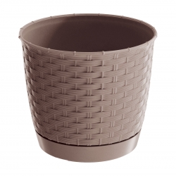Round flower pot with saucer - Ratolla - 14,5 cm - Mocca