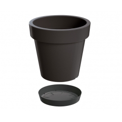 "Lofly" round lightweight plant pot with a saucer - 20 cm - anthracite-grey