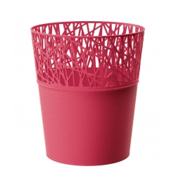 Round flower pot with lace - 18 cm - City - Rapsberry