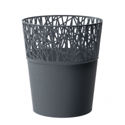 Round flower pot with lace - 16 cm - City - Graphite