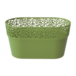 Long flower pot with lace - 27,5 x 14,5 cm - Naturo - Olive
