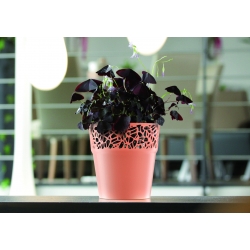 Round flower pot with lace - 17,5 cm - Naturo - Mocca