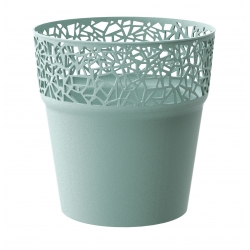 Round flower pot with lace - 12 cm - Tree - Sage