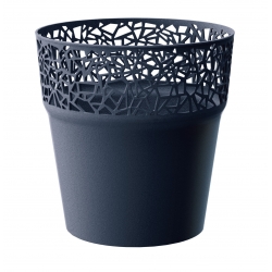 Round flower pot with lace - 17,5 cm - Tree - Anthracite