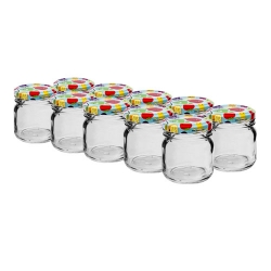 Small ornamental 40-ml jars with colourful lids - ø 43 mm - 10-piece set