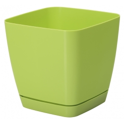 "Toscana" square plant pot with a saucer - 17 cm - light green