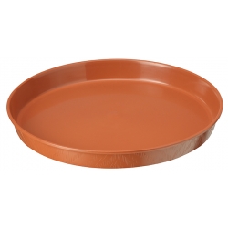 Круглая деревянная тарелка "Эльба", блюдце - 13,5 см - терракотового цвета. - 