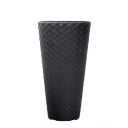 Vaso rotondo "Matuba slim" - leggero e ornamentale - 30 cm - grigio antracite - 