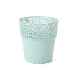 "Rosa" mesh pot casing with a lace-like finishing - 13 cm - mint-green