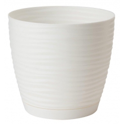 "Sahara petit" round pot with a saucer - 11 cm - white