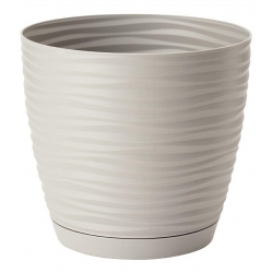 "Sahara petit" round pot with a saucer - 11 cm - light grey