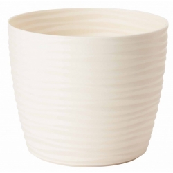 Contenitore per vaso rotondo "Sahara petit" - 11 cm - bianco crema - 