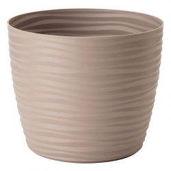 Contenitore per vaso rotondo "Sahara petit" - 11 cm - grigio-beige - 