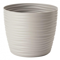 Contenitore per vaso rotondo "Sahara petit" - 11 cm - grigio chiaro - 