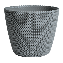 "Splofy" round wickerwork-imitating plant pot - 16 cm - stone-grey
