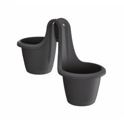 "Respana Twins" two-sided railing-mounted plant pot - anthracite-grey