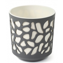 Vaso bicolor "Duet" - 19,5 cm - cinza antracite / branco-creme - 