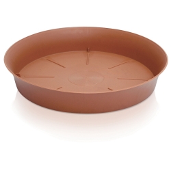 "Пластика" кръгла растителна саксия с чинийка - 20 см - цвят теракота - 