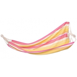 Canvas hammock - 200 x 100 cm - without support posts, with a handy canvas case - yellow-pink