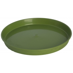 Кръгла чиния от дърво "Elba" - 17 см - маслинено-зелена - 