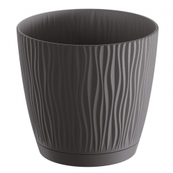 "Sandy P" round plant pot with a saucer - 11 cm - anthracite-grey