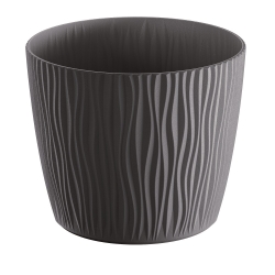 "Sandy" round plant pot - 11 cm - anthracite-grey