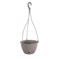 "Splofy Round W" round hanging plant pot with a saucer - 23 cm - stone-grey