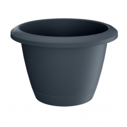 Pot bunga bulat "Respana Basic" dengan piring - 14 cm - kelabu-antrasit - 