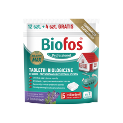 علامات تبويب حيوية للحمامات ومحطات معالجة مياه الصرف الصحي المنزلية - Biofos - 12 قطعة في كيس + 4 مجانًا - 