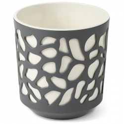 Vaso bicolor "Duet" - 14 cm - cinza antracite / branco-creme - 