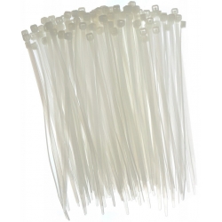 Kabelbindere, slips, glidelås - 200 x 2,5 mm - hvit - 100 stk - 