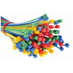 Kablo bağları, bağları, fermuarlı bağlar - 300 x 4.8 mm - mavi - 100 parça - 