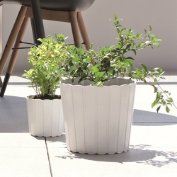 Pot tanaman bulat "Boardee Basic" - 12 cm - putih - 