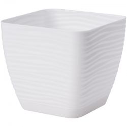 "Sahara petit" square pot with a saucer - 13 cm - white