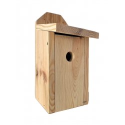 Къща за птици за цици, врабчета на дървета и мухоловки - които се монтират на стени - сурова дървесина - 