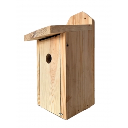 Къща за птици за цици, врабчета на дървета и мухоловки - които се монтират на стени - сурова дървесина - 