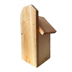 Väggmonterat fågelhus för bröst, sparvar och nuthatches - rått trä - 