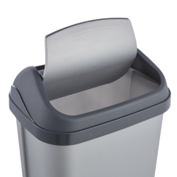 Cubo de basura Swantje gris plateado de 10 litros con tapa giratoria - 