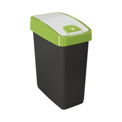 Cubo de basura verde Magne de 10 litros con una tapa para presionar para abrir - 