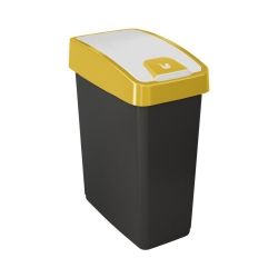 Cubo de basura Magne Capri amarillo de 10 litros con tapa de presión para abrir - 