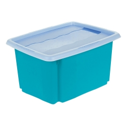 Blue 15-litre "Emil and Emilia" stackable modular box with lid