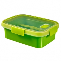 Rectangular lunch box with cutlery - Smart To Go Lunch - 1 litre - green