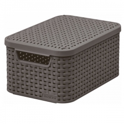 Dark grey 6-litre Rattan Style basket with a lid