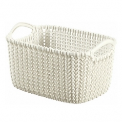 Creamy-white rectangular 3-litre Knit basket