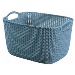 Modrý obdĺžnikový 19-litrový pletený kôš - 