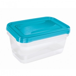 3 taisnstūra "Fredo" Fresh "pārtikas uzglabāšanas trauku komplekts - 1,25 litri - svaigi zils - 